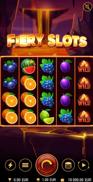 Fiery Slots Cash Mesh em modo retrato com interface mobile e botões de controle