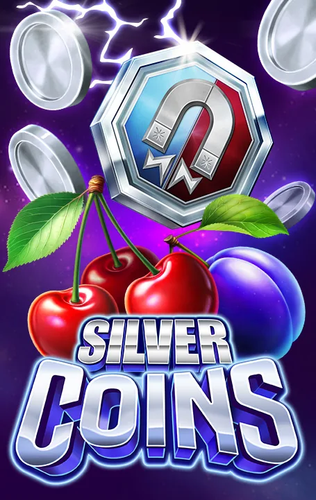 Arte promocional do slot Silver Coins com moedas e frutas
